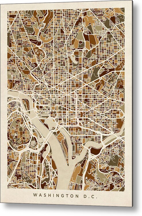 Street Map Metal Print featuring the digital art Washington DC Street Map by Michael Tompsett