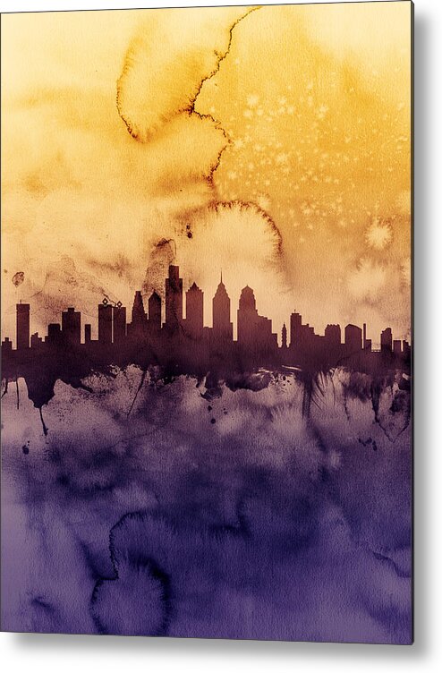 Philadelphia Metal Print featuring the digital art Philadelphia Pennsylvania Skyline #5 by Michael Tompsett