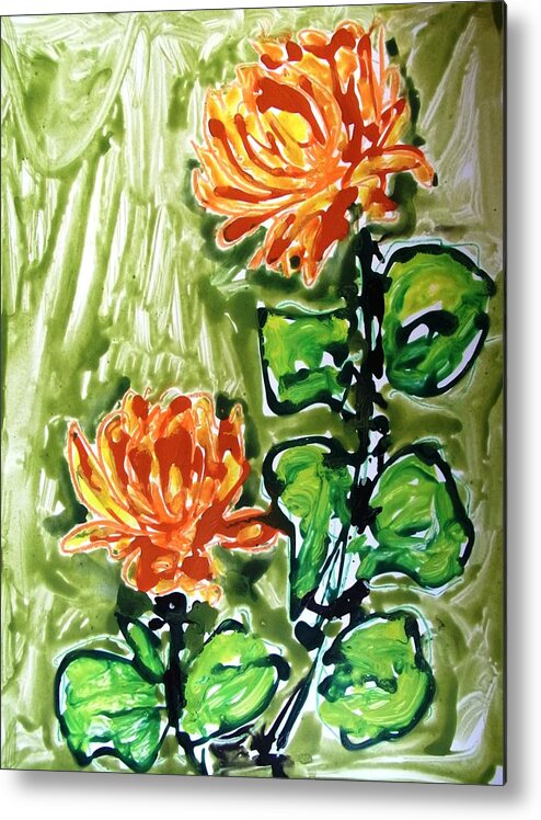 Abstract Metal Print featuring the painting Divine Flowers #5461 by Baljit Chadha