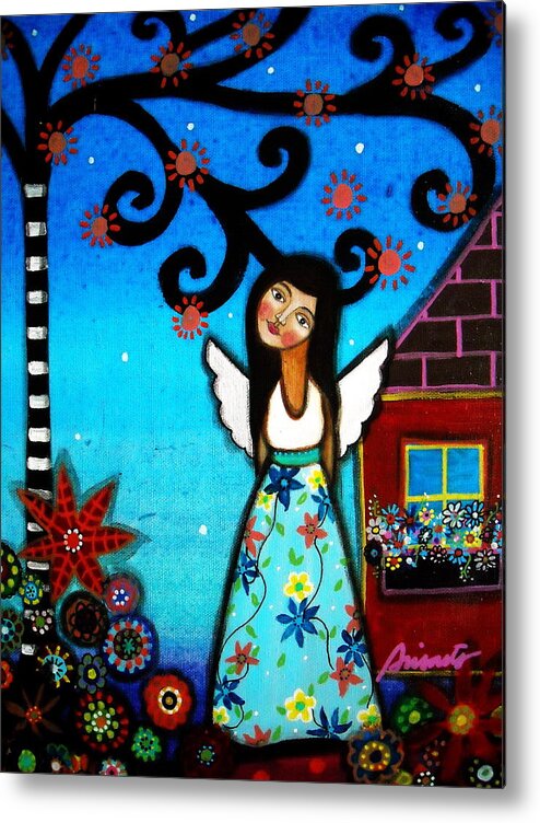 Angelic Metal Print featuring the painting Angel #6 by Pristine Cartera Turkus