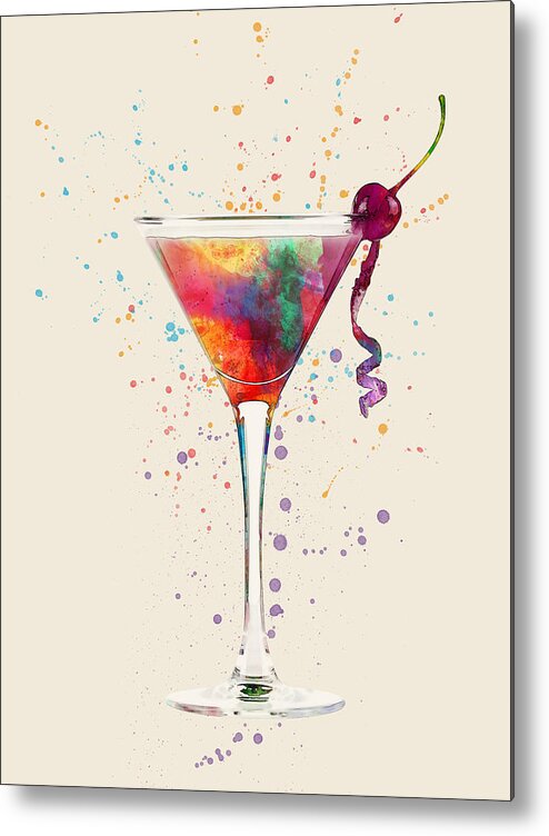 Cocktail Metal Print featuring the digital art Cocktail Drinks Glass Watercolor #7 by Michael Tompsett
