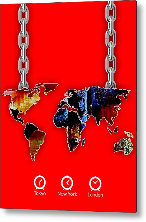 World Map Metal Print featuring the mixed media World Map Collection #7 by Marvin Blaine