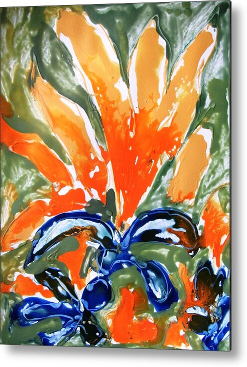 Abstract Metal Print featuring the painting Divine Flowers #8882 by Baljit Chadha