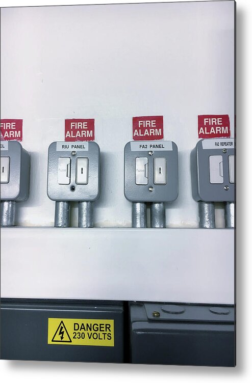 Automatic Metal Print featuring the photograph A fuse box by Tom Gowanlock
