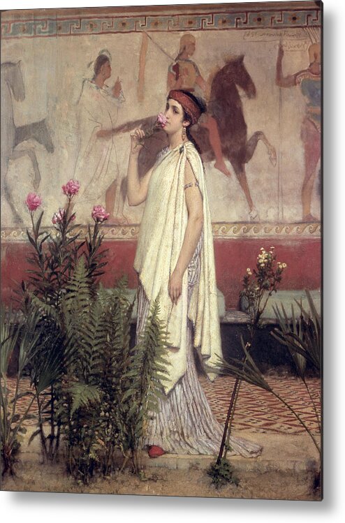 Greek Metal Print featuring the painting A Greek Woman by Lawrence Alma-Tadema