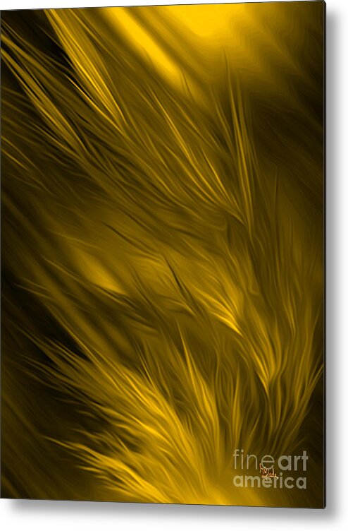 Rgiada Metal Print featuring the digital art Abstract art - Feathered path gold by RGiada by Giada Rossi