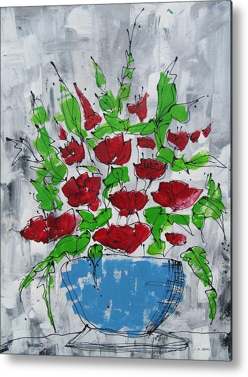 Abstract Metal Print featuring the painting Abstract Bouquet by Louise Adams