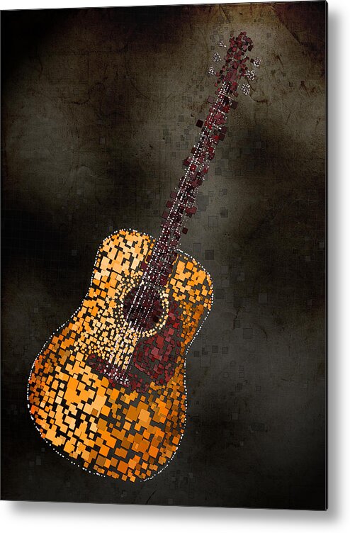Guitar Metal Poster featuring the mixed media Abstract Guitar by Michael Tompsett