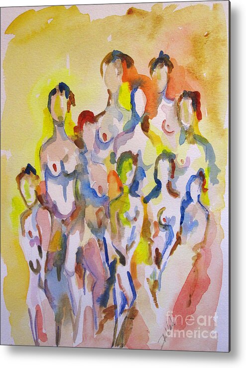 Nudes Metal Print featuring the painting Abstract Nudes by Delilah Smith