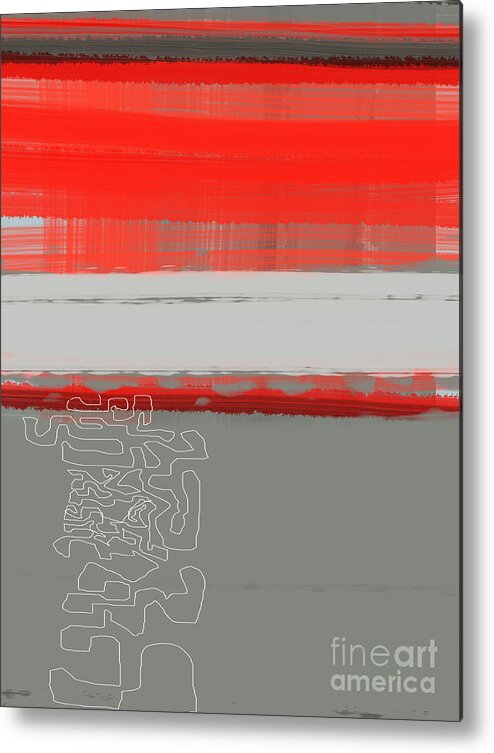 Abstract Metal Print featuring the painting Abstract Red 1 by Naxart Studio