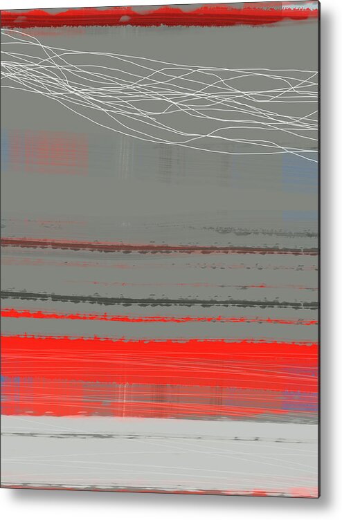 Abstract Metal Print featuring the painting Abstract Red 2 by Naxart Studio