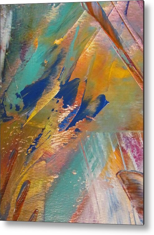 Abstract Metal Print featuring the painting Abstract with gold - close up 2 by Anita Burgermeister