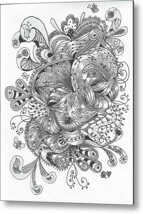 Zentangle©️ Metal Print featuring the drawing Abstract2 by Quwatha Valentine