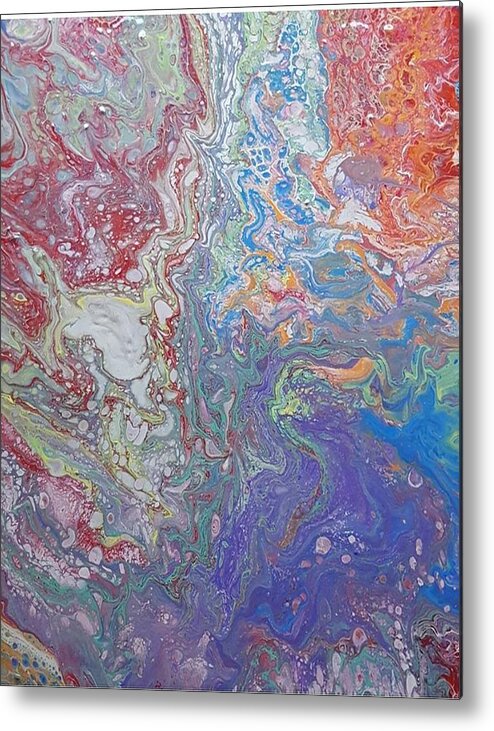 #acrylicdirtypour #abstractacrylics #coolart #paintingswithrainbowcolors #acrylicart #colorfulart Metal Print featuring the painting Acrylic Dirty Pour with Rainbow colors by Cynthia Silverman
