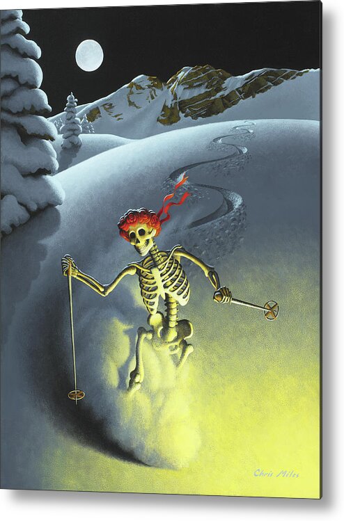 Ski Metal Poster featuring the painting After Hours by Chris Miles