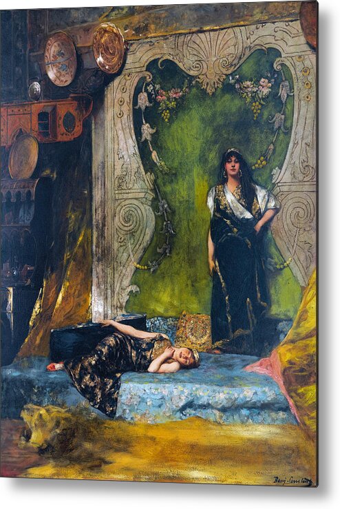 Jean-joseph Benjamin-constant Metal Print featuring the painting Afternoon Langour by Jean-Joseph Benjamin-Constant
