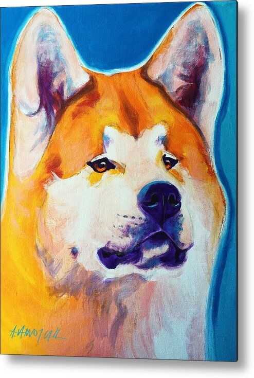 Akita Metal Print featuring the painting Akita - Apricot by Dawg Painter
