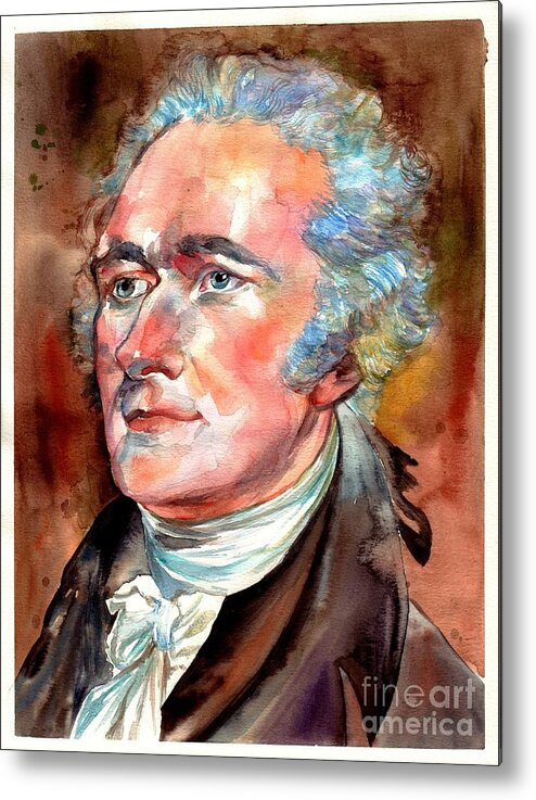 Alexander Metal Print featuring the painting Alexander Hamilton watercolor by Suzann Sines