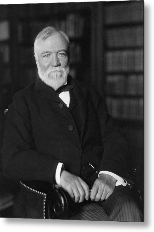 Andrew Carnegie Metal Print featuring the photograph Andrew Carnegie Seated In A Library by War Is Hell Store