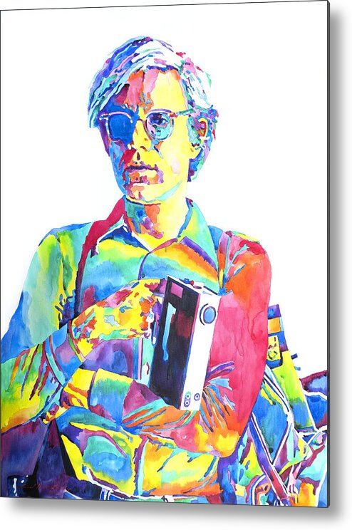 Andy Warhol Metal Print featuring the painting Andy Warhol - Media Man by David Lloyd Glover
