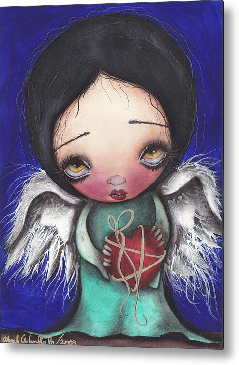 Angel Metal Print featuring the painting Angel with Heart by Abril Andrade