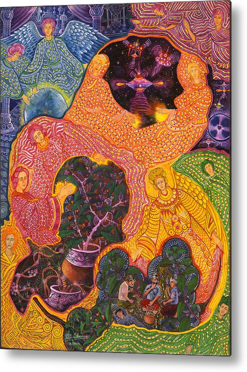 Pablo Amaringo Metal Print featuring the painting Angeles Avatares by Pablo Amaringo