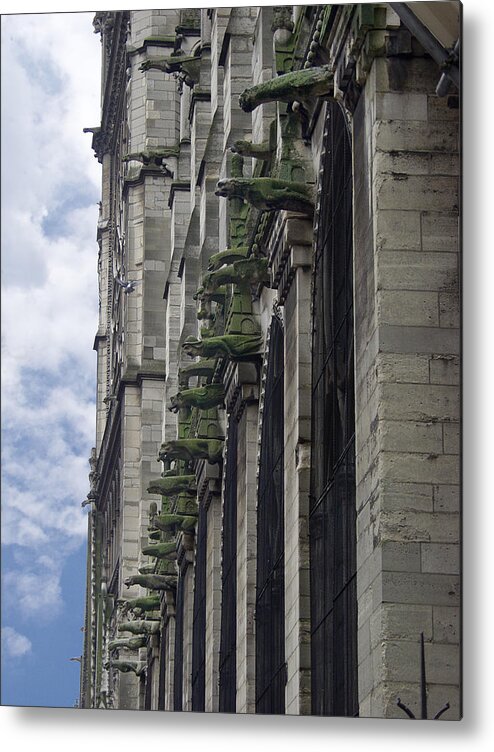 Notre Dame Metal Print featuring the photograph Army of Gargoyles by Mark Currier