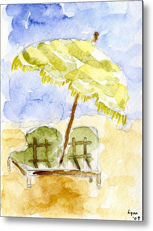 Beach Metal Print featuring the painting At the Beach by Afinelyne