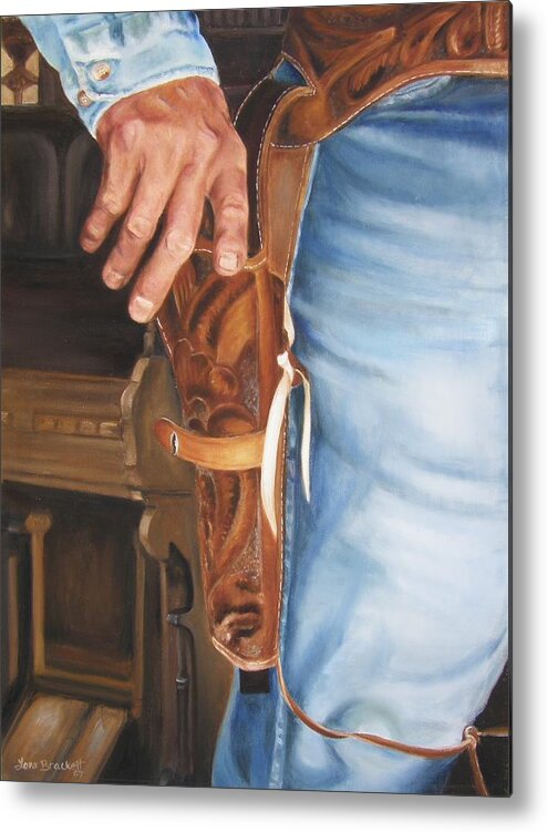 Cowboy Metal Print featuring the painting At the Ready by Lori Brackett