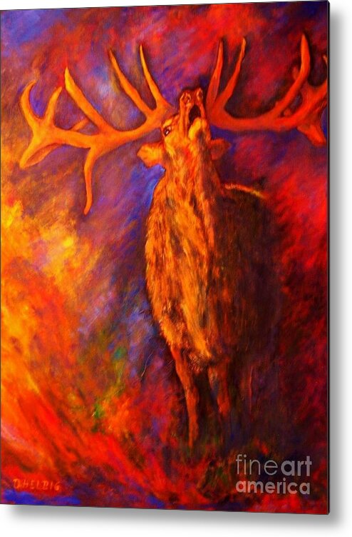 Deer Metal Print featuring the painting Autum-serenade by Dagmar Helbig