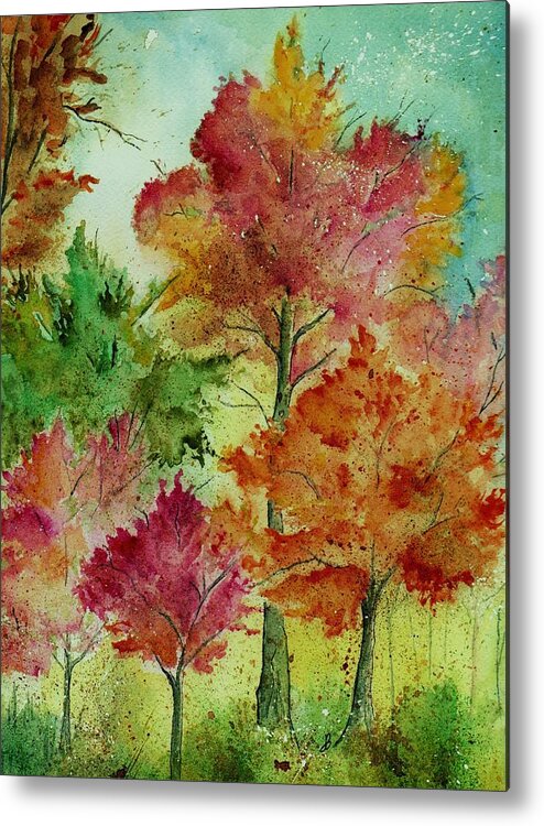 Landscape Metal Print featuring the painting Autumn Woods by Brenda Owen