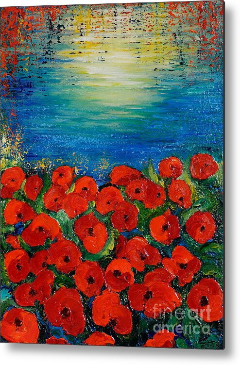 Poppies Metal Print featuring the painting Life Is Like A Poem by Teresa Wegrzyn