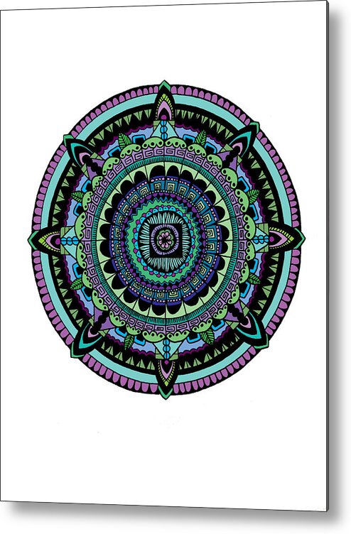 Mandala Metal Print featuring the digital art Azteca by Elizabeth Davis