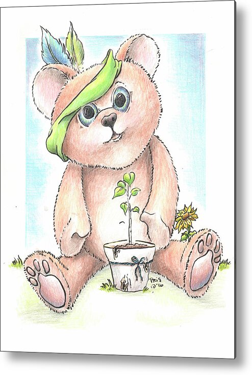 Baby Metal Print featuring the drawing Baby Bear by Pris Hardy