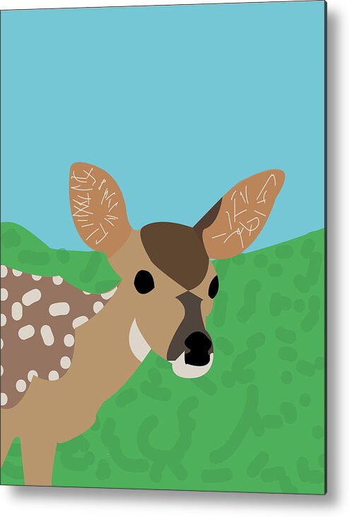Fawn Metal Print featuring the digital art Baby Deer Spanky by Caroline Elgin