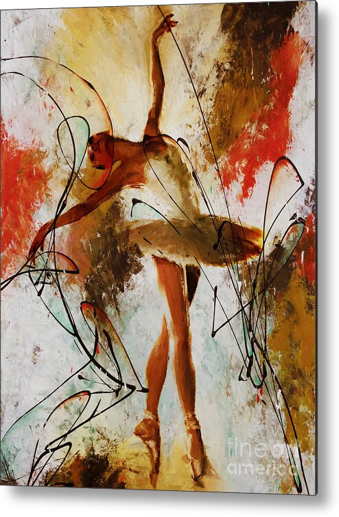 Ballerina Metal Print featuring the painting Ballerina Dance Original Painting 01 by Gull G