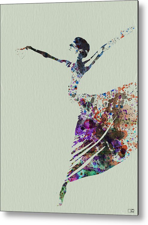  Metal Print featuring the painting Ballerina dancing watercolor by Naxart Studio