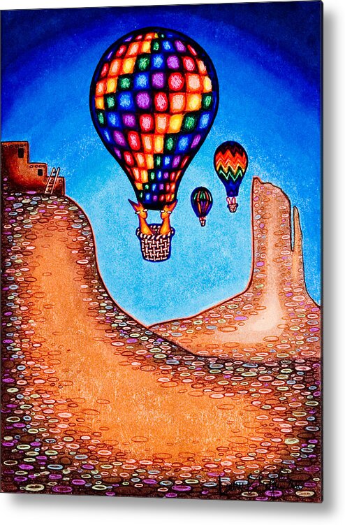 Cats Metal Print featuring the drawing Balloon Kats by Laurie Tietjen
