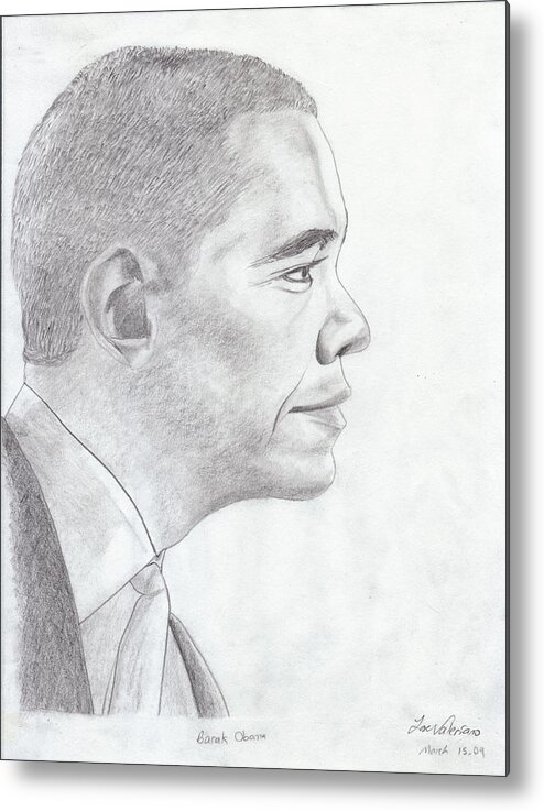 Barak Obama Metal Print featuring the drawing Barak Obama by Martin Valeriano