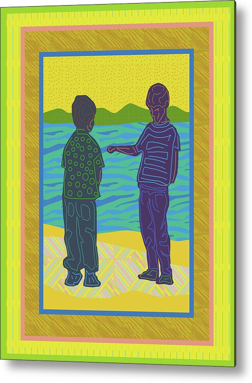 Young Boys At The Beach Metal Print featuring the digital art Beach boys by Rod Whyte