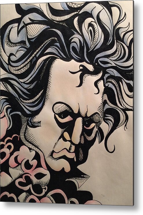 Beethoven Metal Print featuring the drawing Beethoven by Jan Steinle