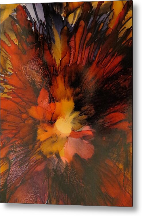 Abstract Metal Print featuring the painting Beginning by Soraya Silvestri