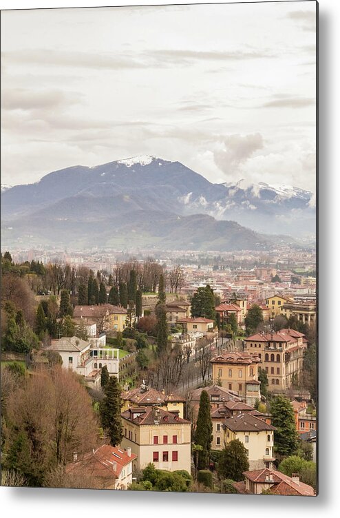 Bergamo Metal Print featuring the photograph Bergamo and the Mountains by Pavel Melnikov
