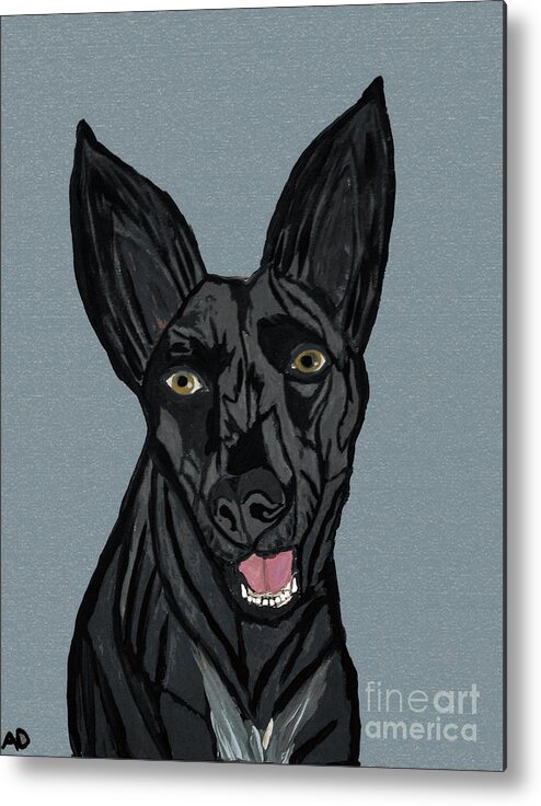 Pet Portrait Metal Print featuring the painting Beths_Cutie_DWP_2016 by Ania M Milo