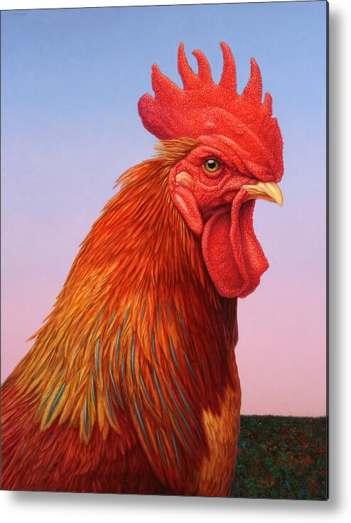 Rooster Metal Print featuring the painting Big Red Rooster by James W Johnson