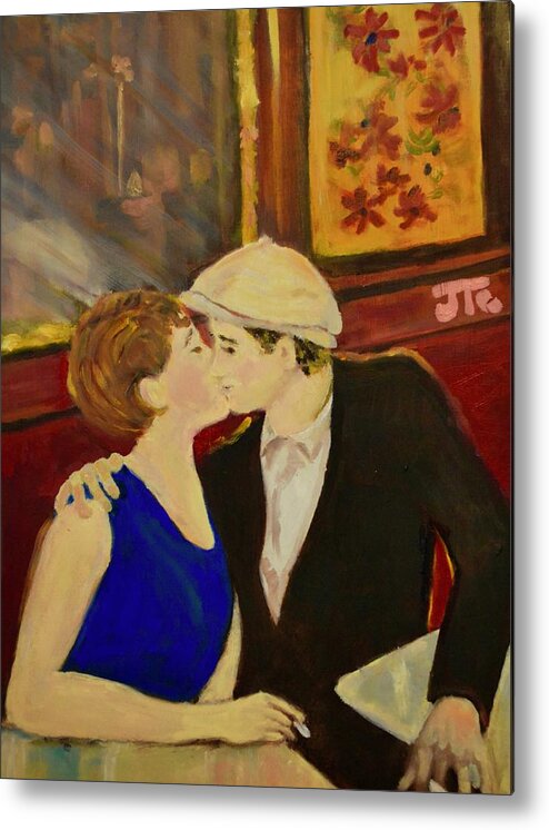 Couples Metal Print featuring the painting Bisou by Julie Todd-Cundiff