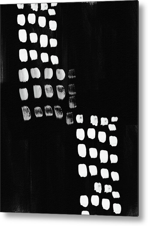 Abstract Metal Print featuring the painting Black and White Abstract- Art by Linda Woods by Linda Woods