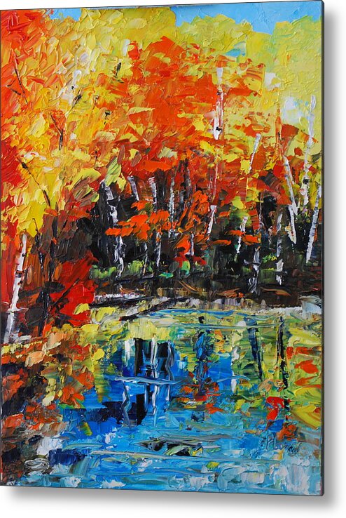  Landscape Metal Print featuring the painting Blazing Reflections by Phil Burton