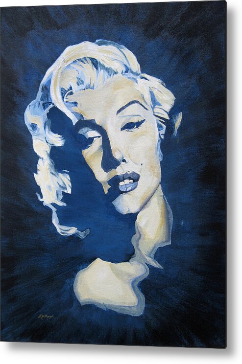 Marilyn Monroe Metal Print featuring the painting Blue and Gold Marilyn by Michael Morgan