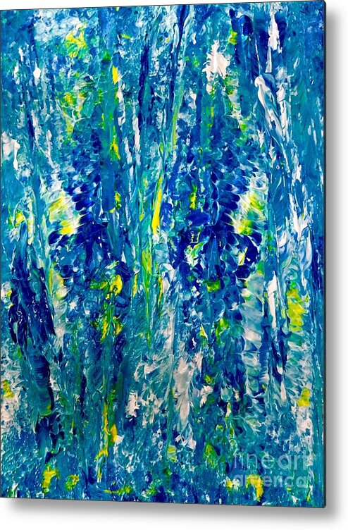 Abstract Metal Print featuring the painting Blue Breeze by Elle Justine